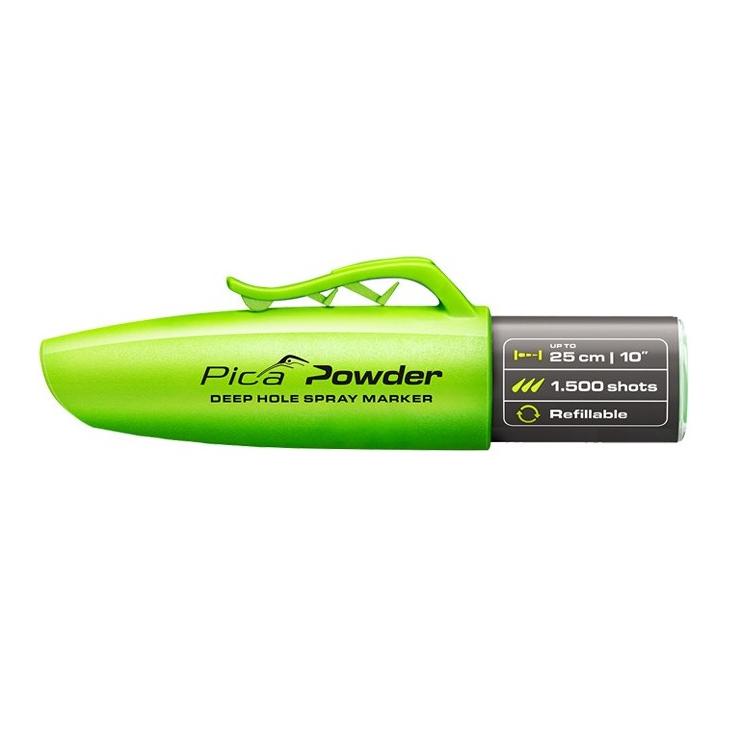 Pica Powder Spraymarker 2020 Marcador de agujeros profundos (25cm) de polvo verde y boquilla 360°