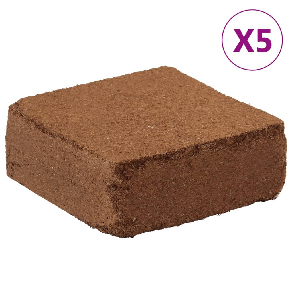 vidaXL Bloques de fibra de coco 5 uds 5 kg cada uno 25 kg total