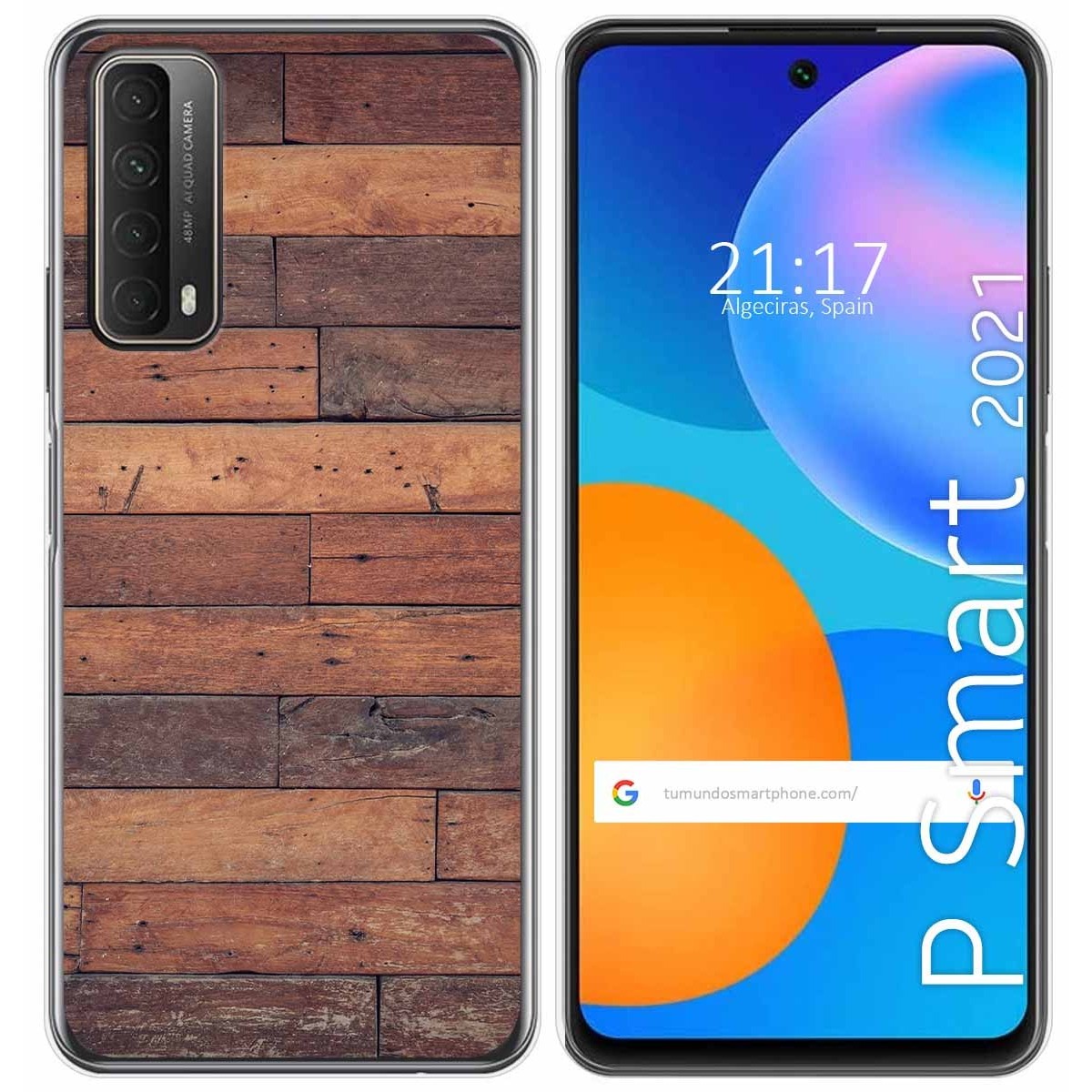 Tumundosmartphone Funda Gel Tpu para Huawei P Smart 2021 diseño Madera 03 Dibujos
