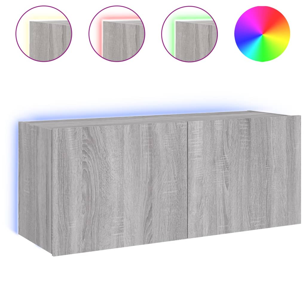 vidaXL Mueble de TV de pared con luces LED 100x35x41 cm, Mueble de Salon, Mueble TV, Mueble TV salon, Mesa de TV, Mueble tele