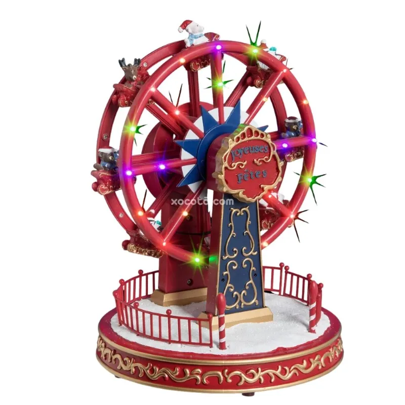 New Planet Home® Noria Luminosa "Tibidabo" | Escena navideña con movimiento, luces y sonido | 20.9x20.9x26.4 cm