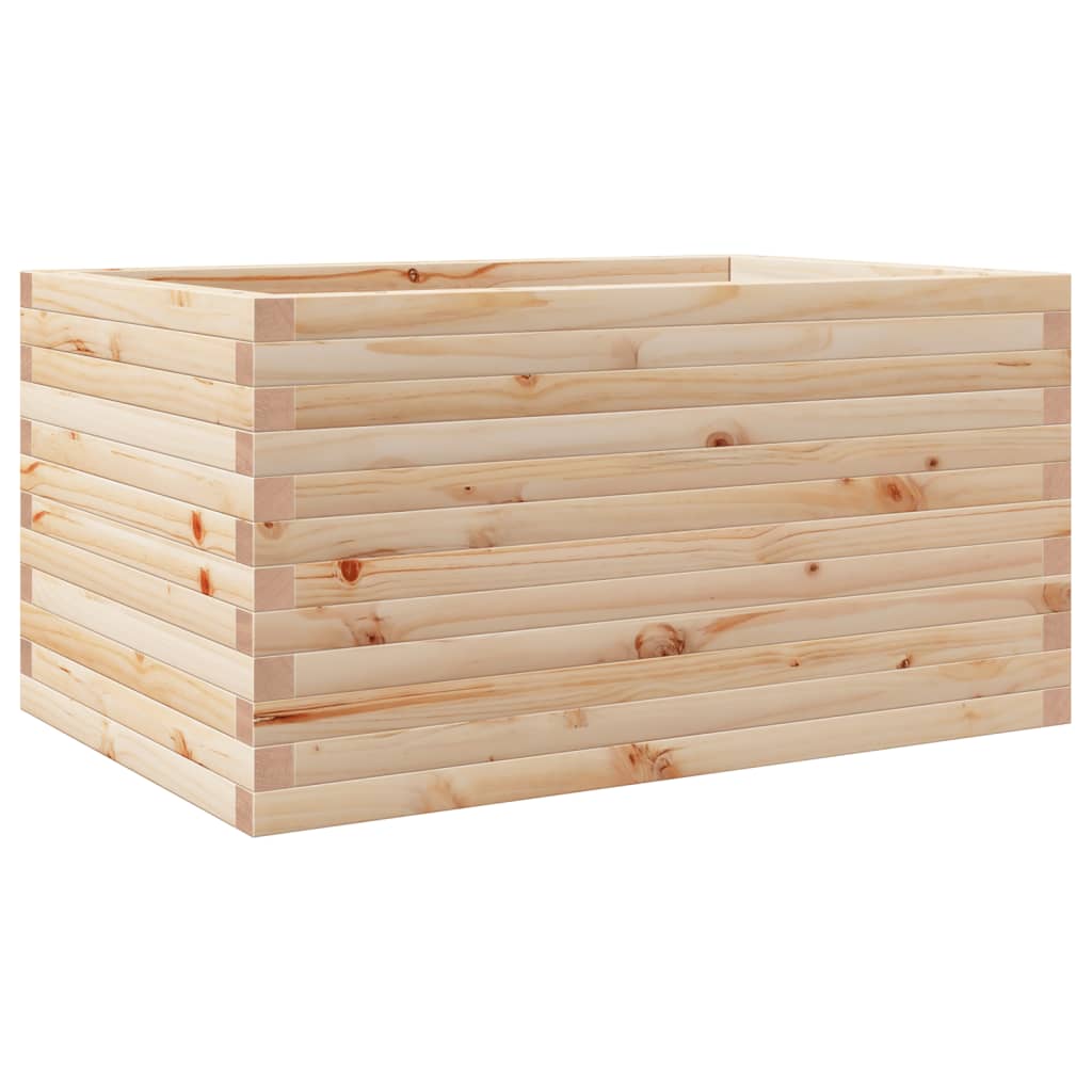 vidaXL Jardinera de madera maciza de pino 90x60x46 cm Color Pino natural,  Blanco,  Marrón cera y mas