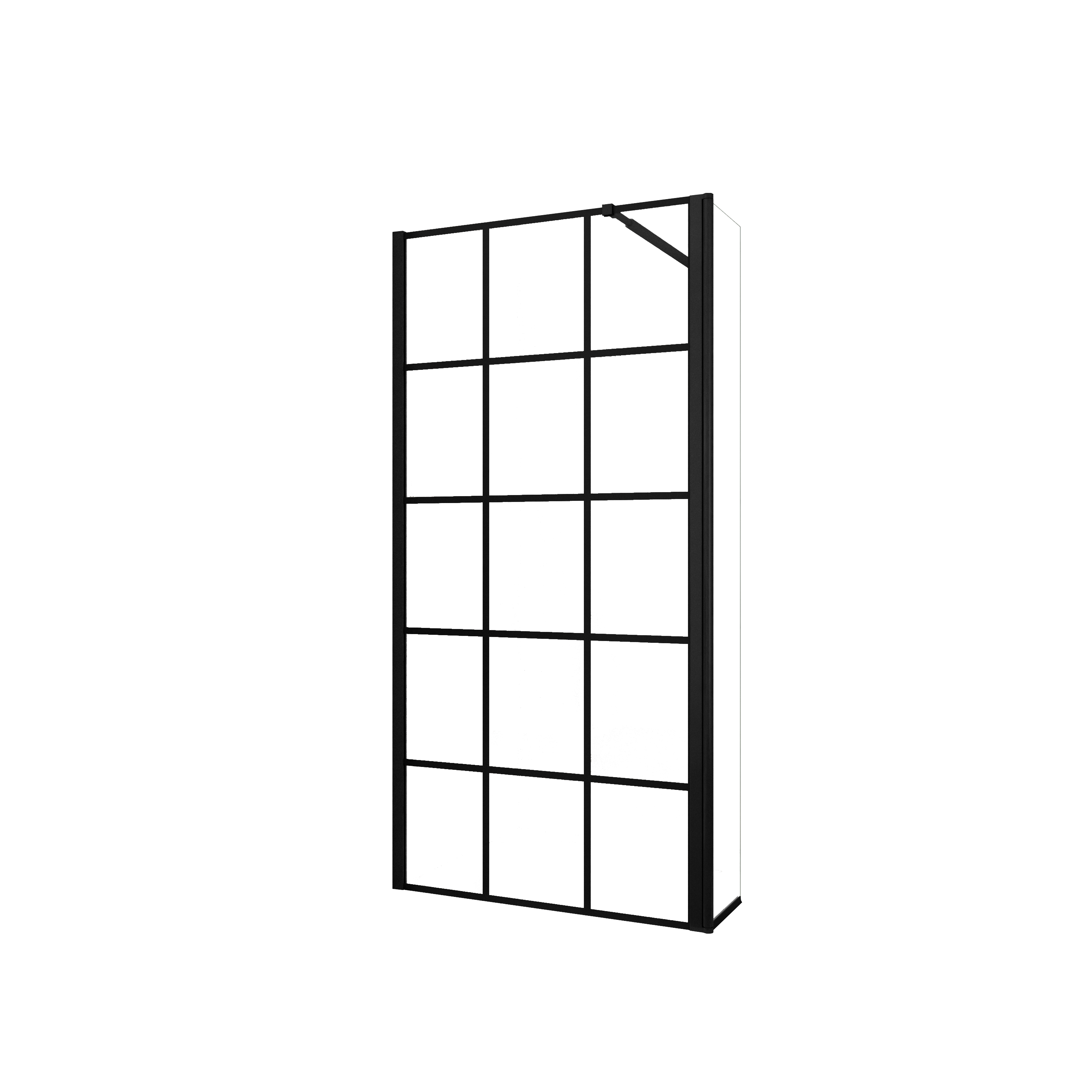 AICA Walkin Mampara Panel de ducha Serigrafiado de celosía cuadrada 2hojas Vidrio 8mm Antical con Barra Negra 73-120cm Tamaño[(83.9-85.9)+40]x200cm