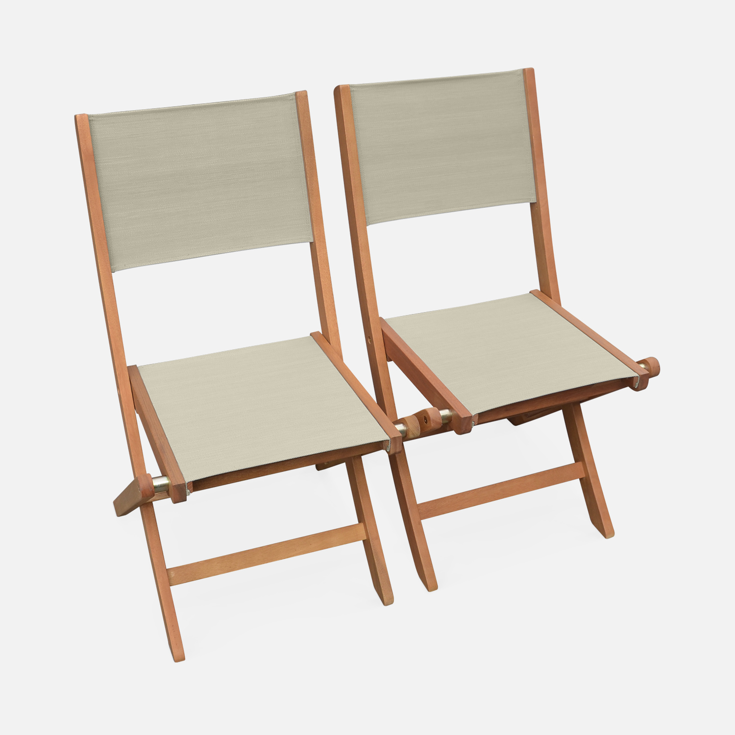 sweeek - Silla de jardín plegable de madera de eucalipto, set de 2 , Almeria , 50x58x89