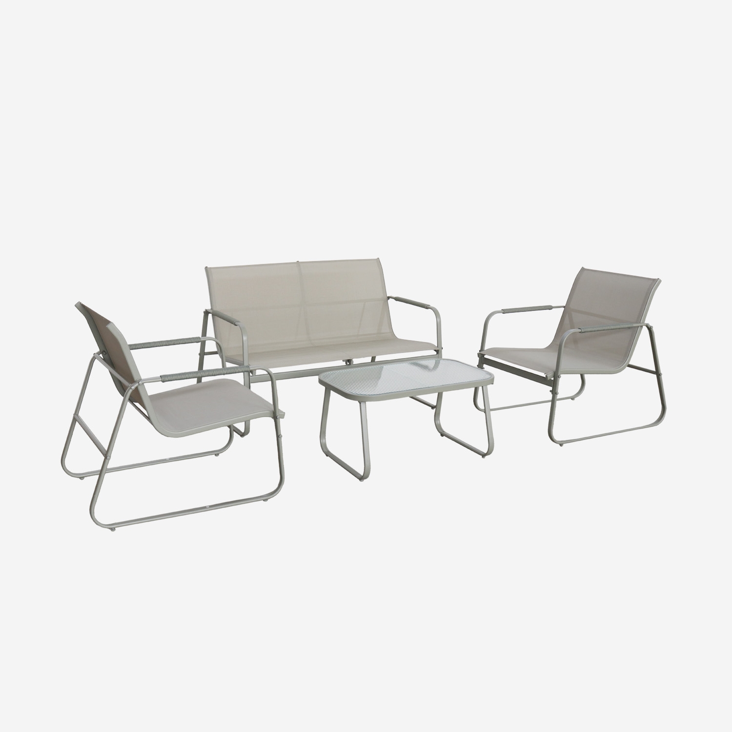 sweeek - Conjunto de jardín de acero, 4 plazas , Noto , 78x122x39