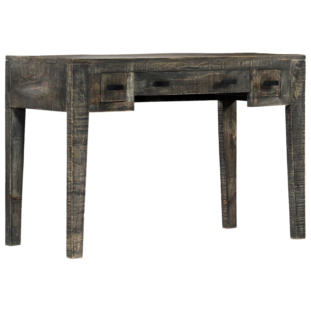 vidaXL Escritorio de madera maciza de mango negro 110x50x75 cm