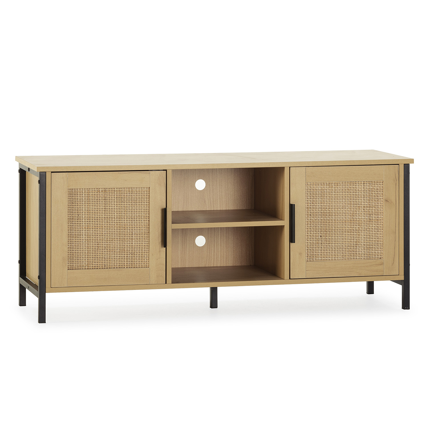 Mueble de TV modelo cruz 2P2H, 120x40x48cm color roble y negro VS Venta-Stock