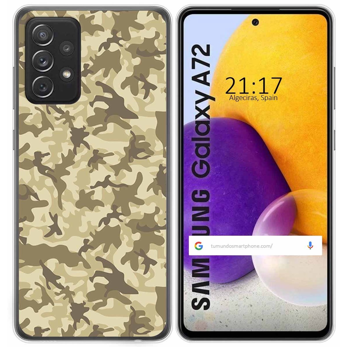 Tumundosmartphone Funda Gel Tpu para Samsung Galaxy A72 diseño Sand Camuflaje Dibujos