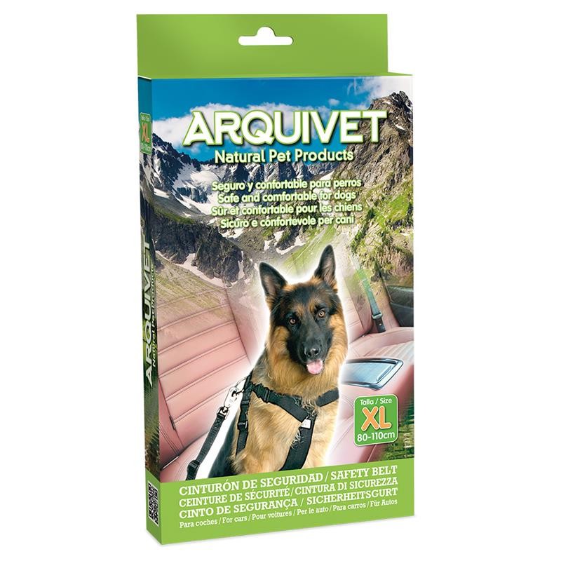 Arnes y Cinturón de Seguridad para Perro XL 80-110 Cm - Seguridad Ajustable y Resistente para Transportar Mascotas en Coche Arquivet