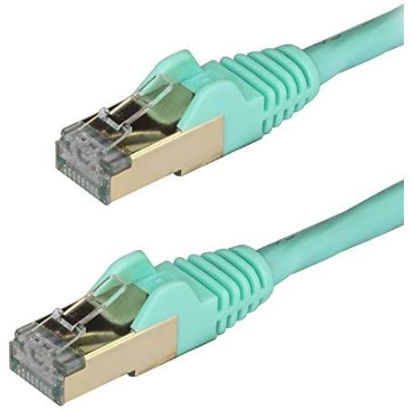 Startech.com cable de 0,5m de red ethernet rj45 cat6a blindado stp - cable sin enganche snagless - aguamarina,garantia lifetime