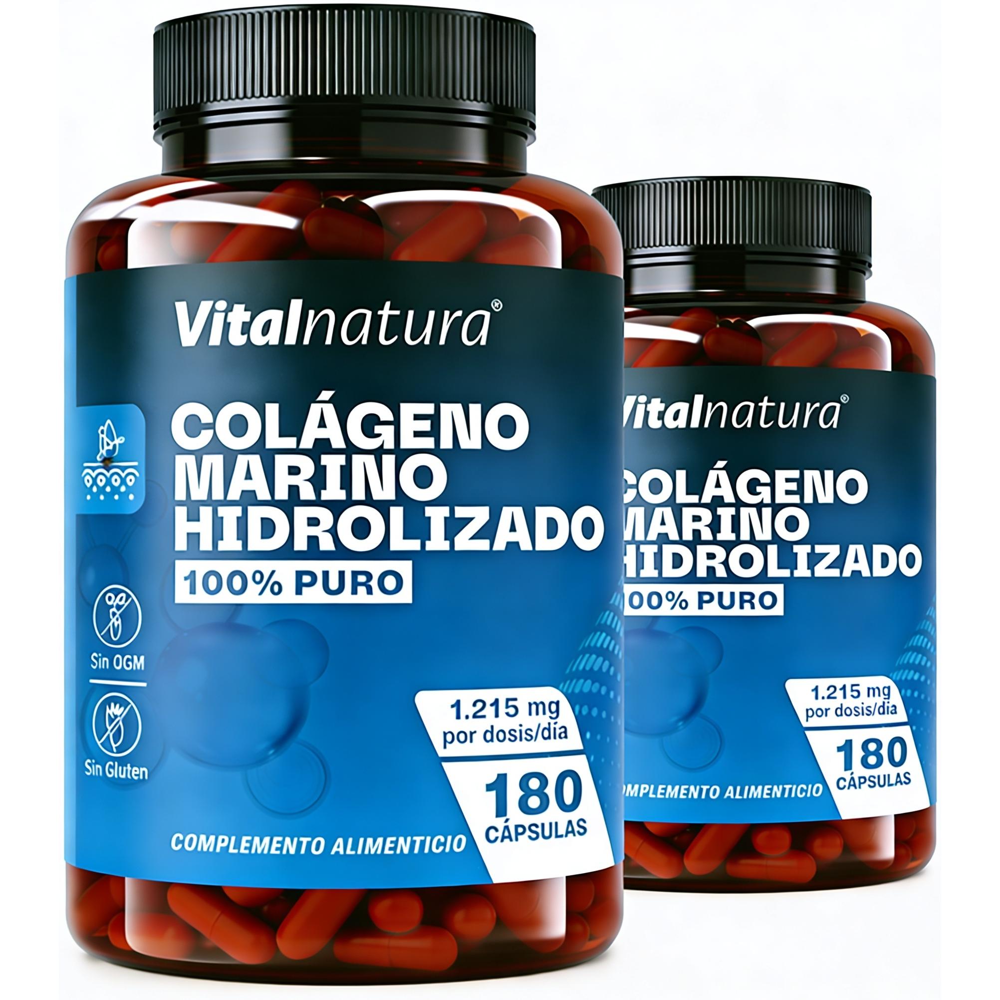 Colágeno Marino Hidrolizado Vitalnatura 100% Puro 180 Cápsulas Alta Absorción