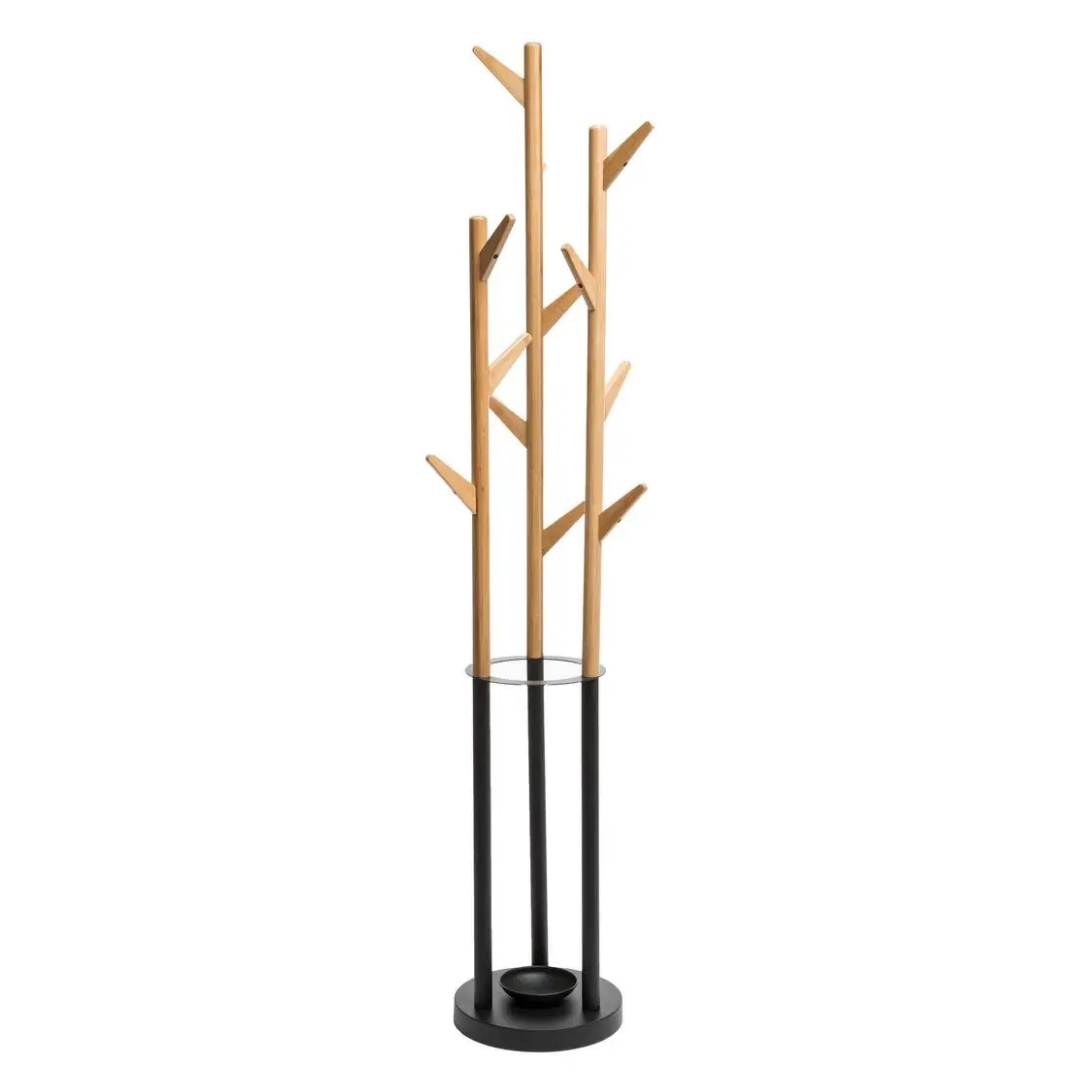 MIRAMAX-Perchero de pie de metal y bambú con 11 colgadores para entrada o pasillo,Perchero de árbol con base redonda para abrigo, sombrero, bolso, ropa, bufandas