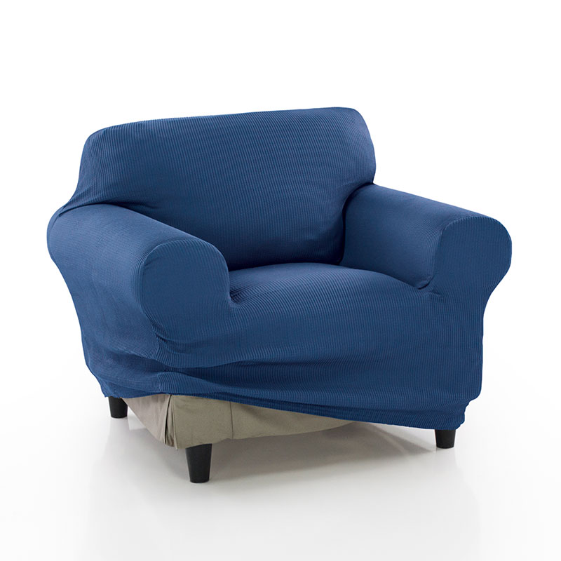 MAXIFUNDAS FUNDAS DE SOFA & CHAISE LONGUE - Funda de Sofá Elástica Strada 1 Plaza, Azul - Protección Duradera y Comodidad Garantizada