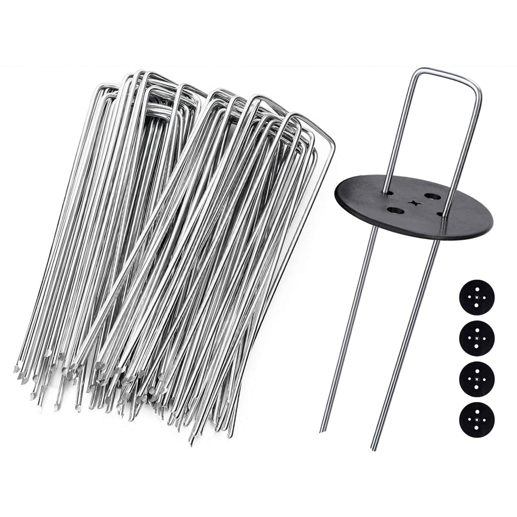 Clavos jardín. Piquetas de acero galvanizado para fijar mallas antihierbas o césped artificial en cualquier terreno de tierra. FLONATUR