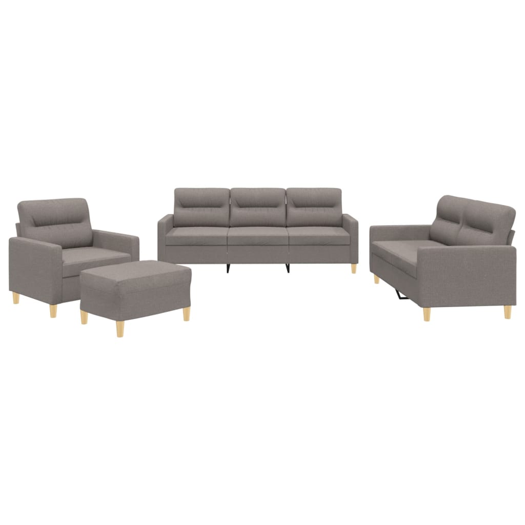 vidaXL Juego de sofás con cojines 4 piezas tela gris taupe