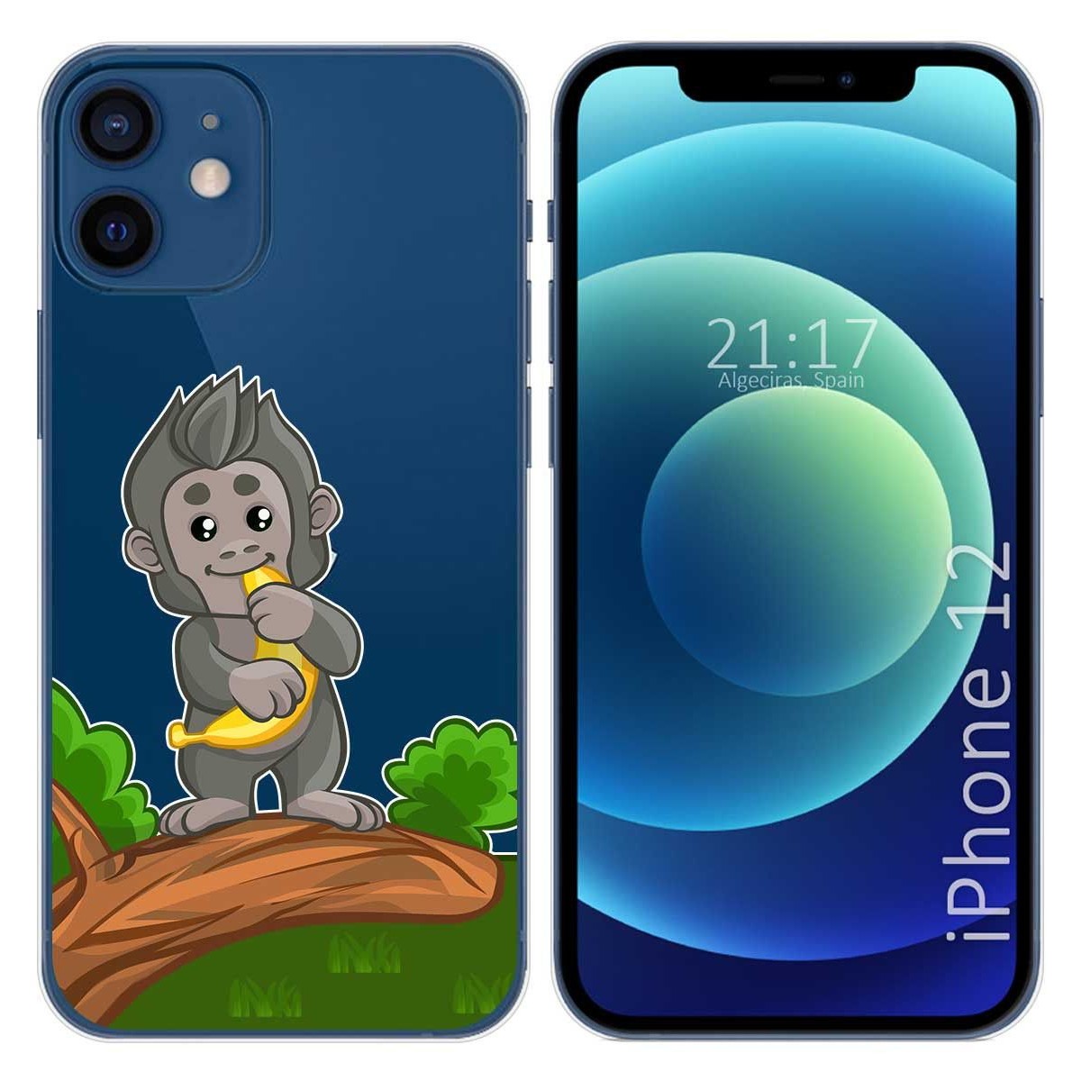 Tumundosmartphone Funda Gel Transparente para Iphone 12 / 12 Pro (6.1) diseño Mono Dibujos