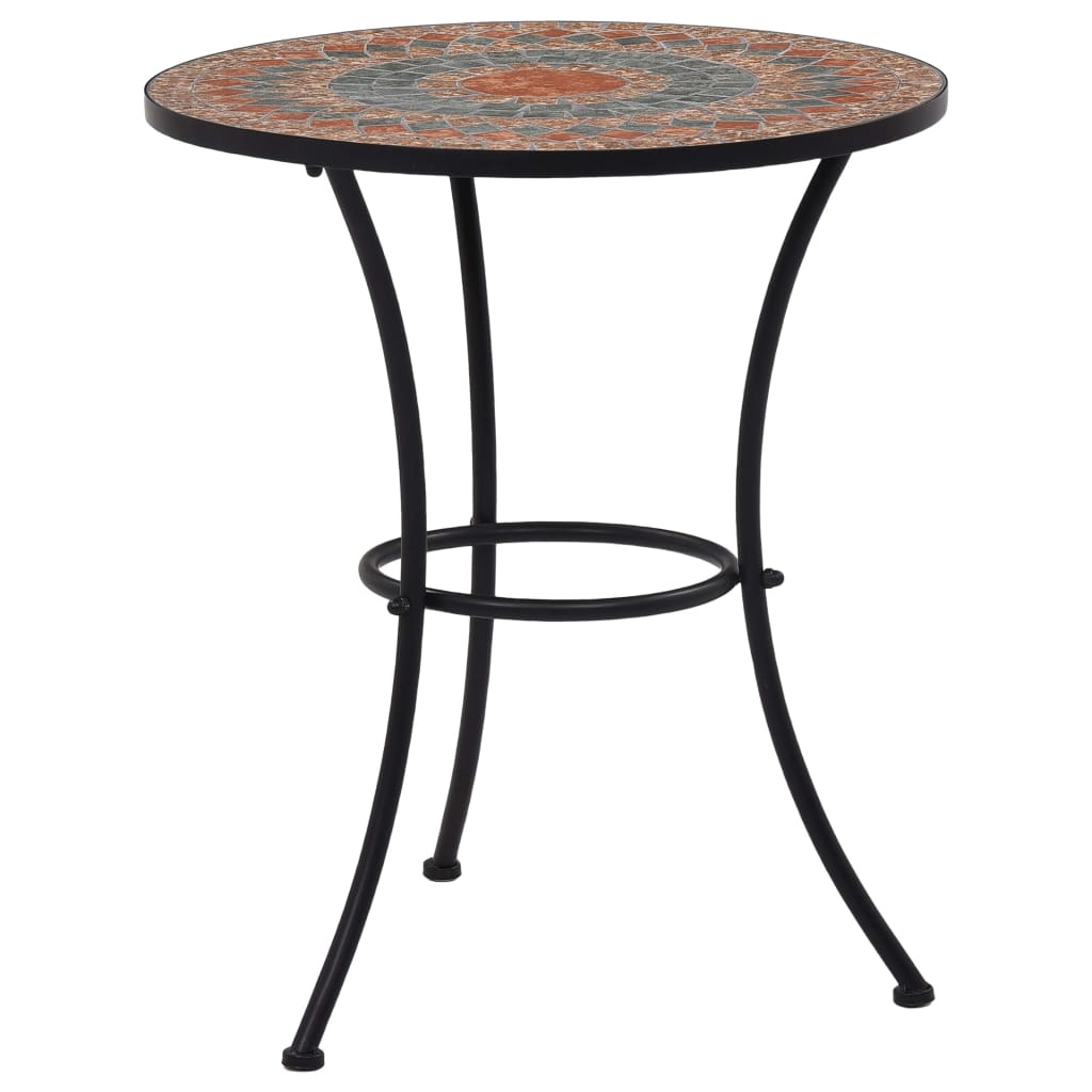 vidaXL Mesa bistro de mosaico cerámica 60 cm en color Gris/Naranja y gris/Marrón | estructura resistente ideal para salón dormitorio o estudio