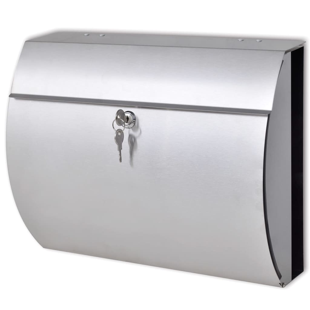 vidaXL Buzón alargado portaperiodicos correos carta de acero inoxidable Dimensiones 31 x 10.5 x 33.5 cm, 30 x 12 x 40 cm, 37.5 x 13 x 31 cm