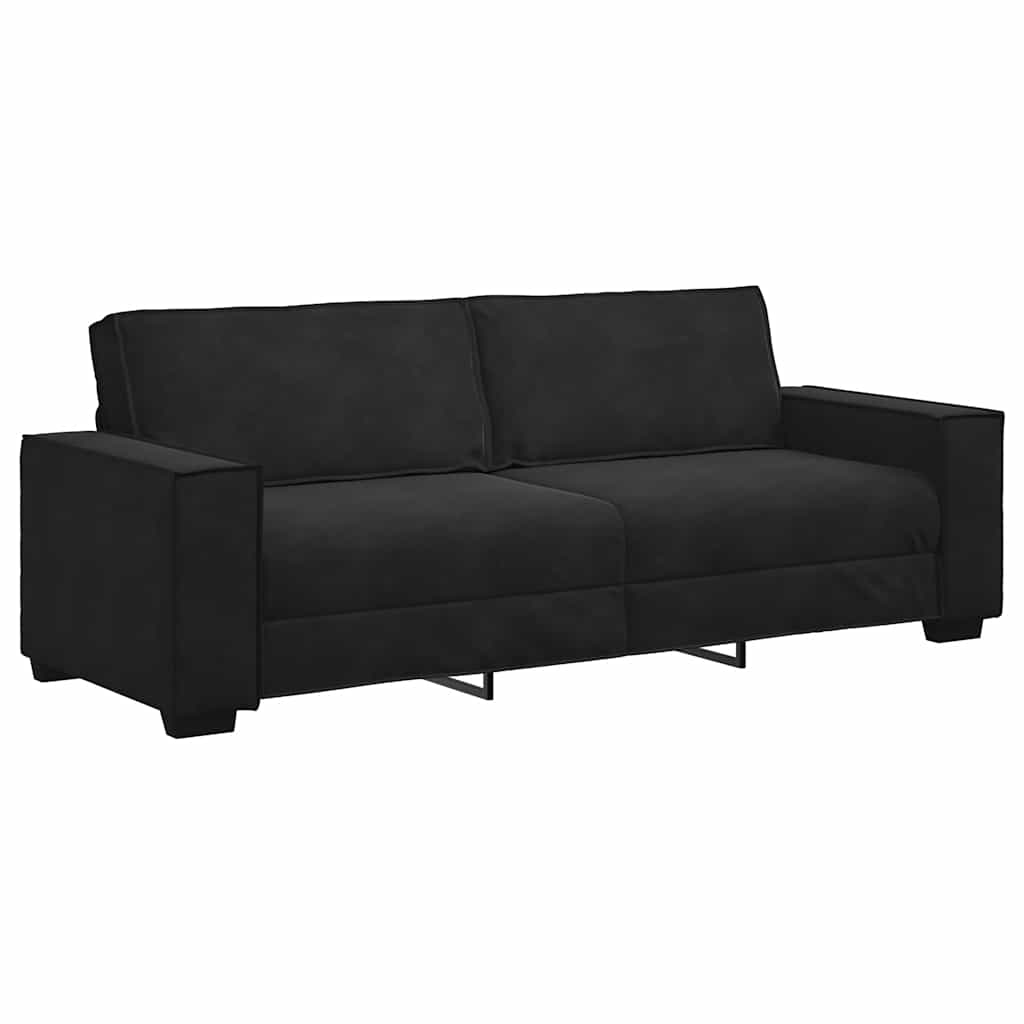 Sofá de 3 plazas terciopelo negro 180 cm 220 x 78 x 84 cm (Ancho x Profundidad x Alto)
