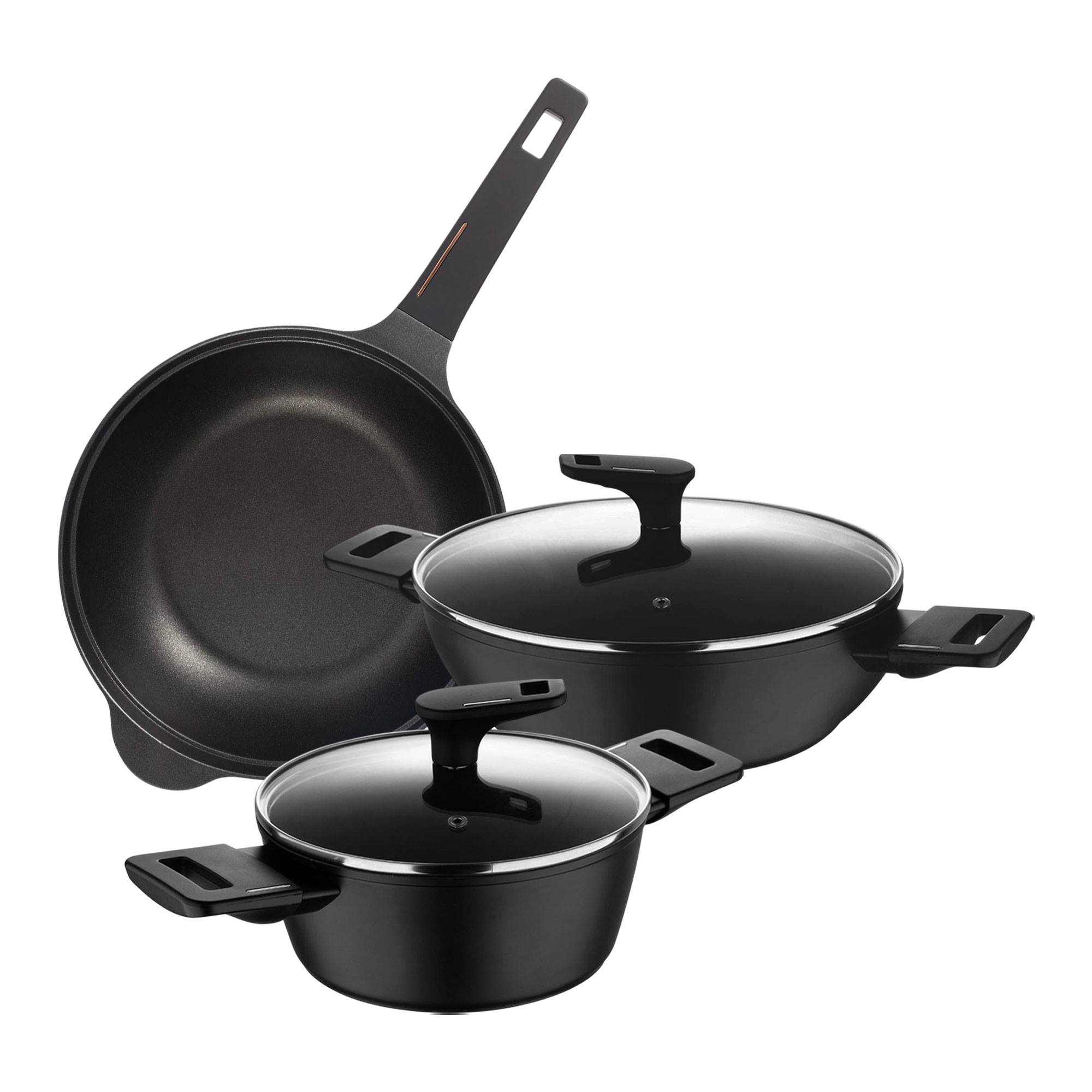 Sartenes y cacerolas en aluminio fundido color Negro Copper Bergner a elegir