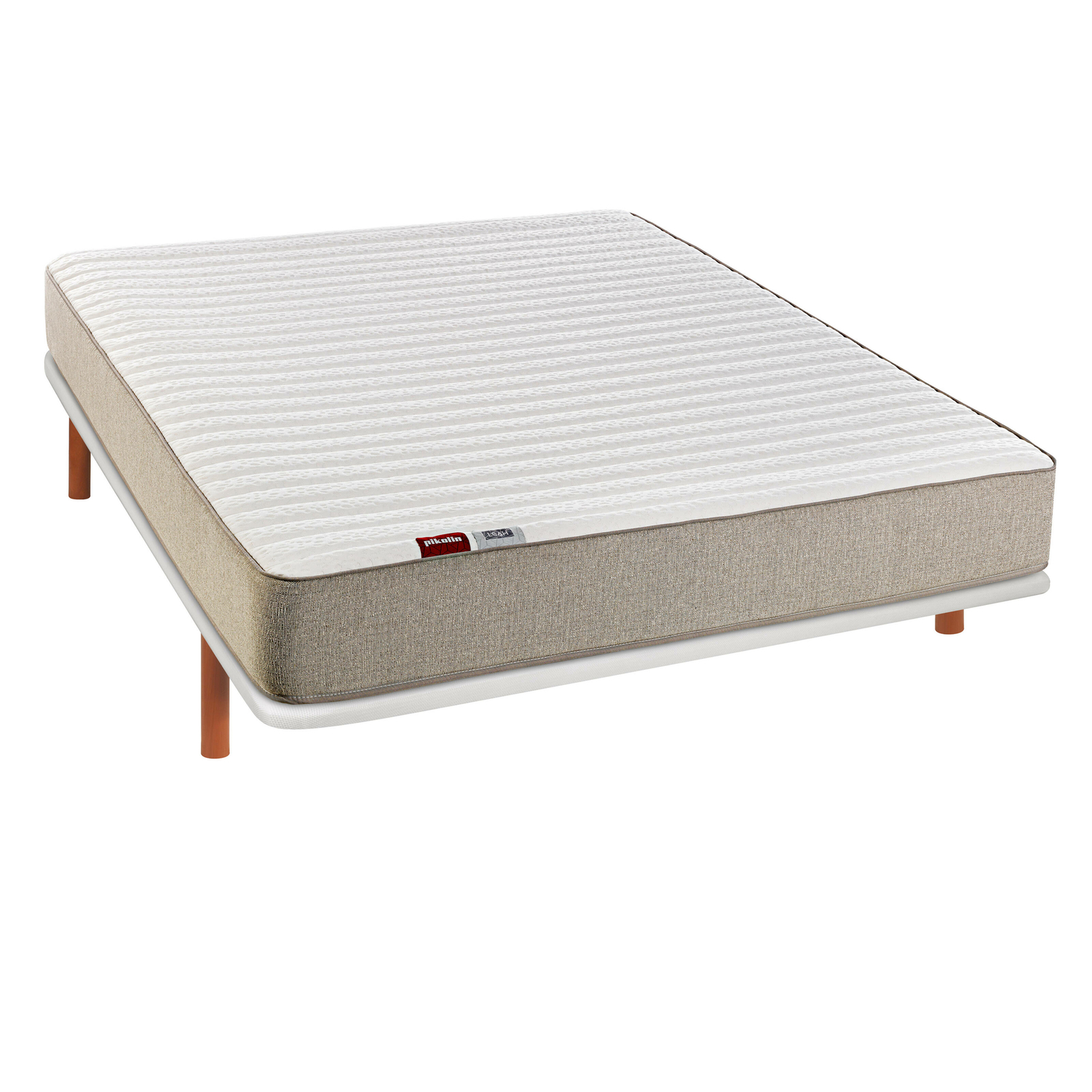 Colchón Pikolin Espuma HR+Visco Leah  +  Base tapizada blanca | Montaje incl