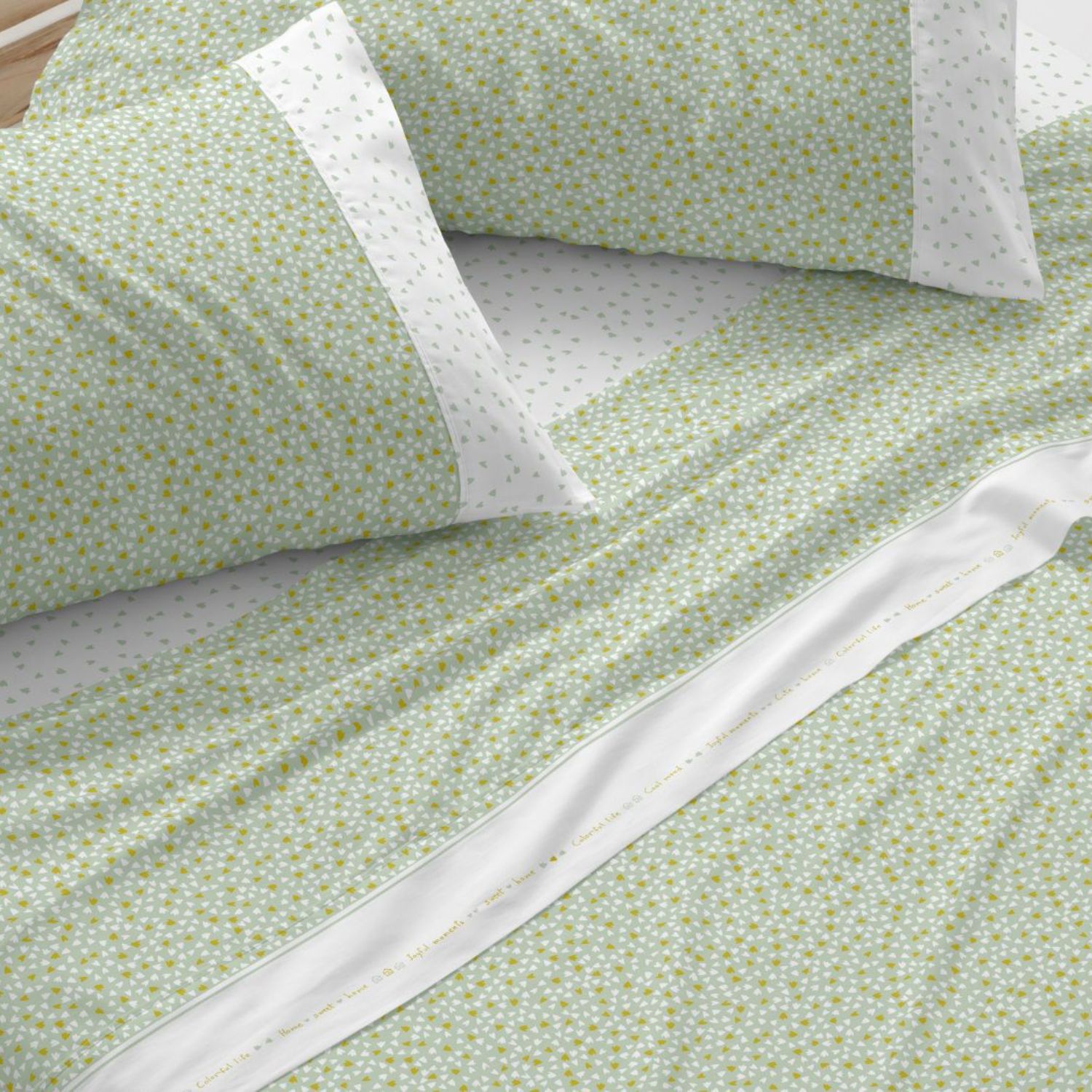 Juego Sábanas Infantiles BURRITO BLANCO 50% Algodón Diseño Florecitas Azul - Tacto Suave, Fácil Planchado, Alta Durabilidad - Cama 90-200cm