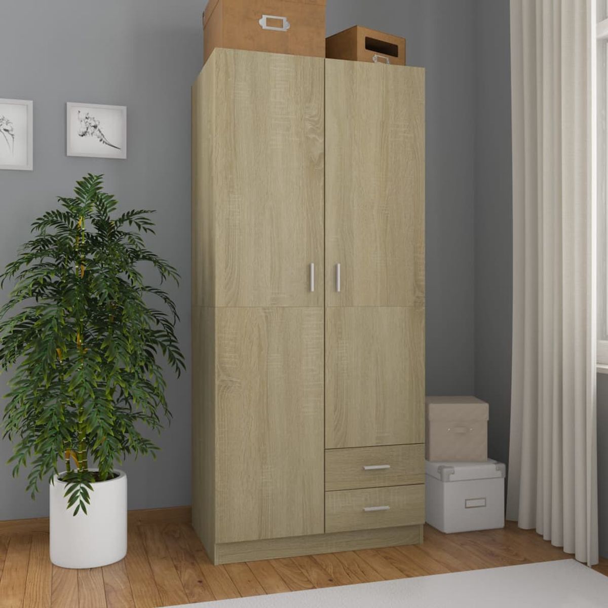 Armario Kei 2 puertas + 2 cajones 180x80x52 cm