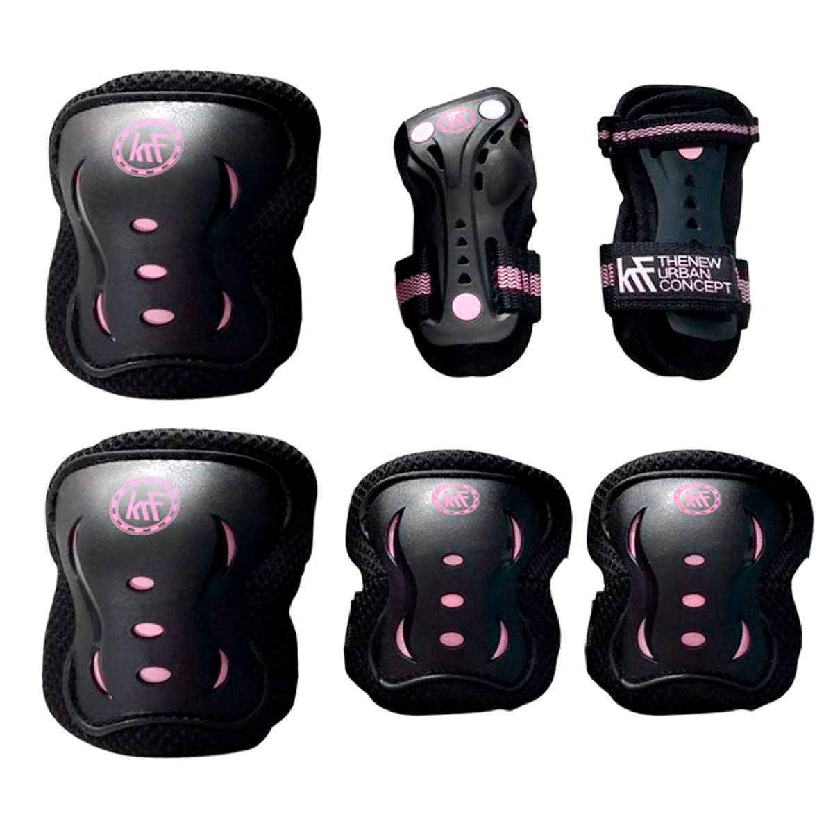 SET PROTECCIONES JUNIOR KRF NEW BLACK/PINK
