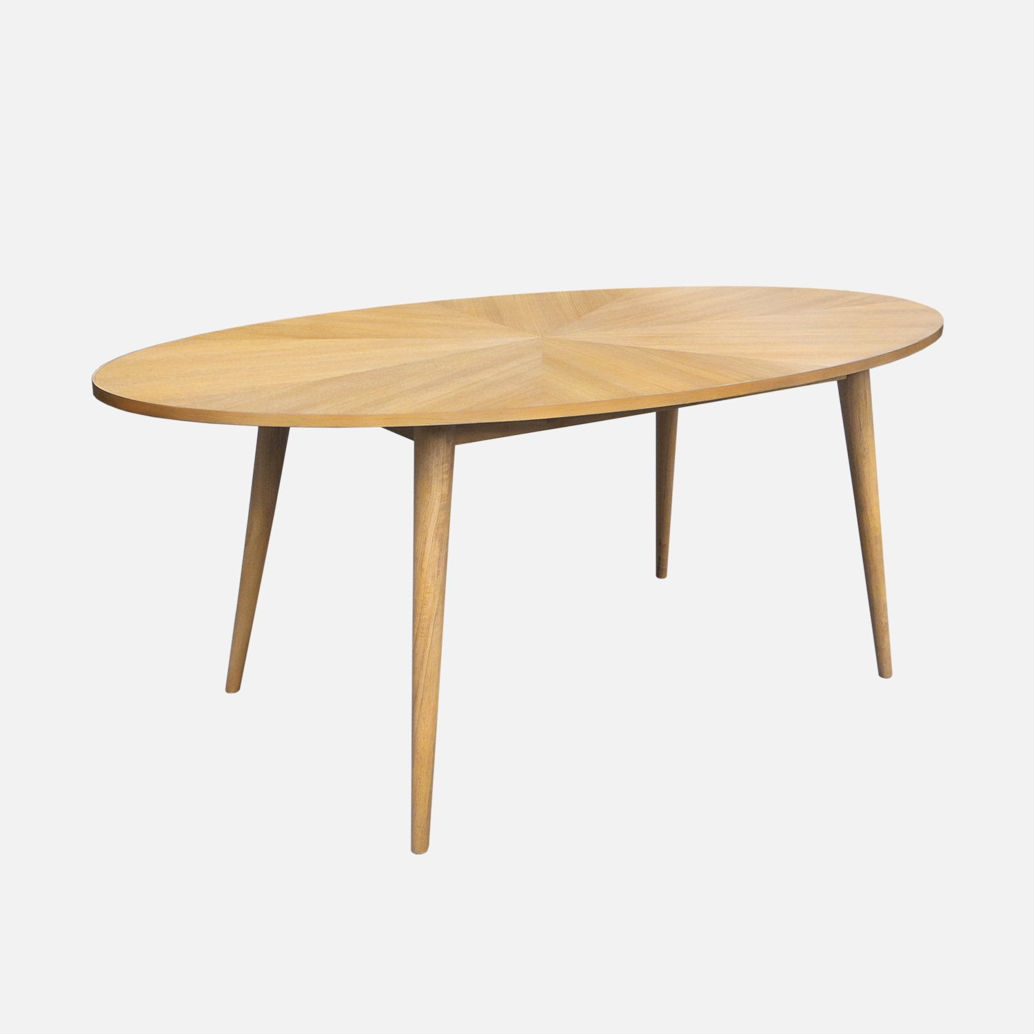 Sweeek - Mesa de comedor ovalada de madera de hevea y chapa de roble para 6 personas, Diane, Negro, 190x100x75 cm