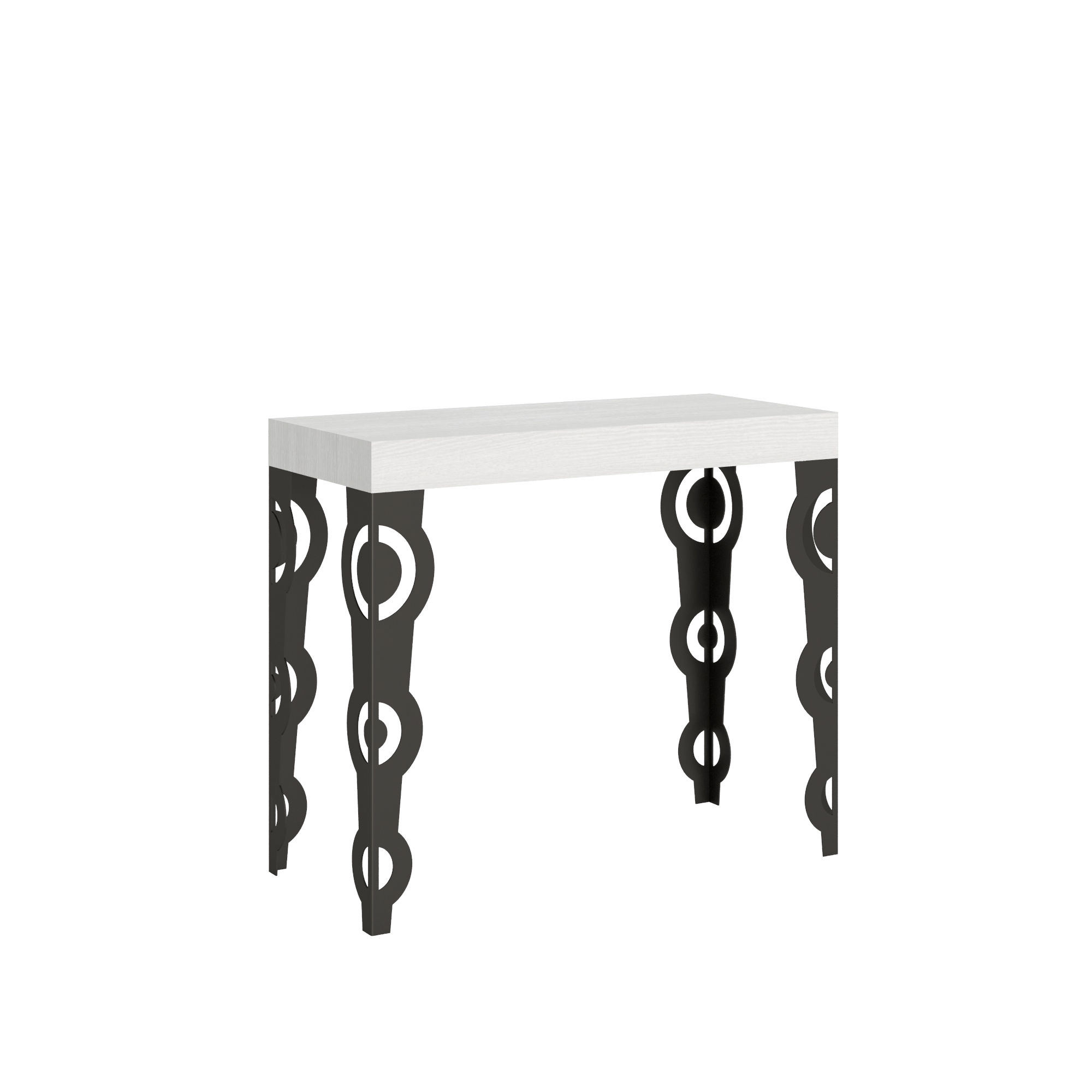 Consola extensible 90x40/196 cm Karamay Small Blanco Fresno Estructura Antracita - Itamoby