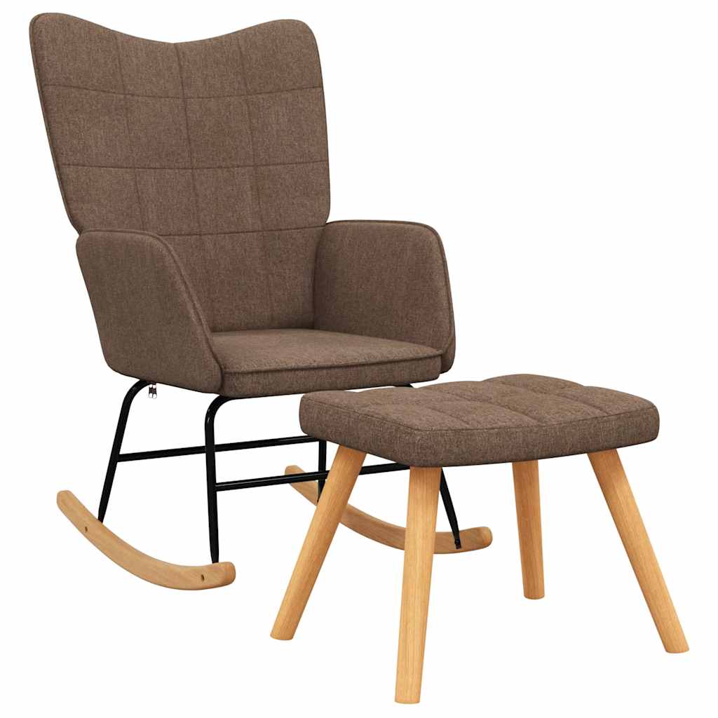 vidaXL Silla mecedora con reposapiés tela Multicolor