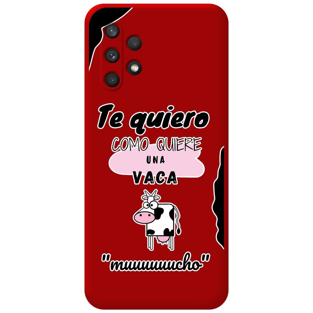 Tumundosmartphone Funda Silicona Líquida Roja para Samsung Galaxy A32 4G diseño Vaca Dibujos