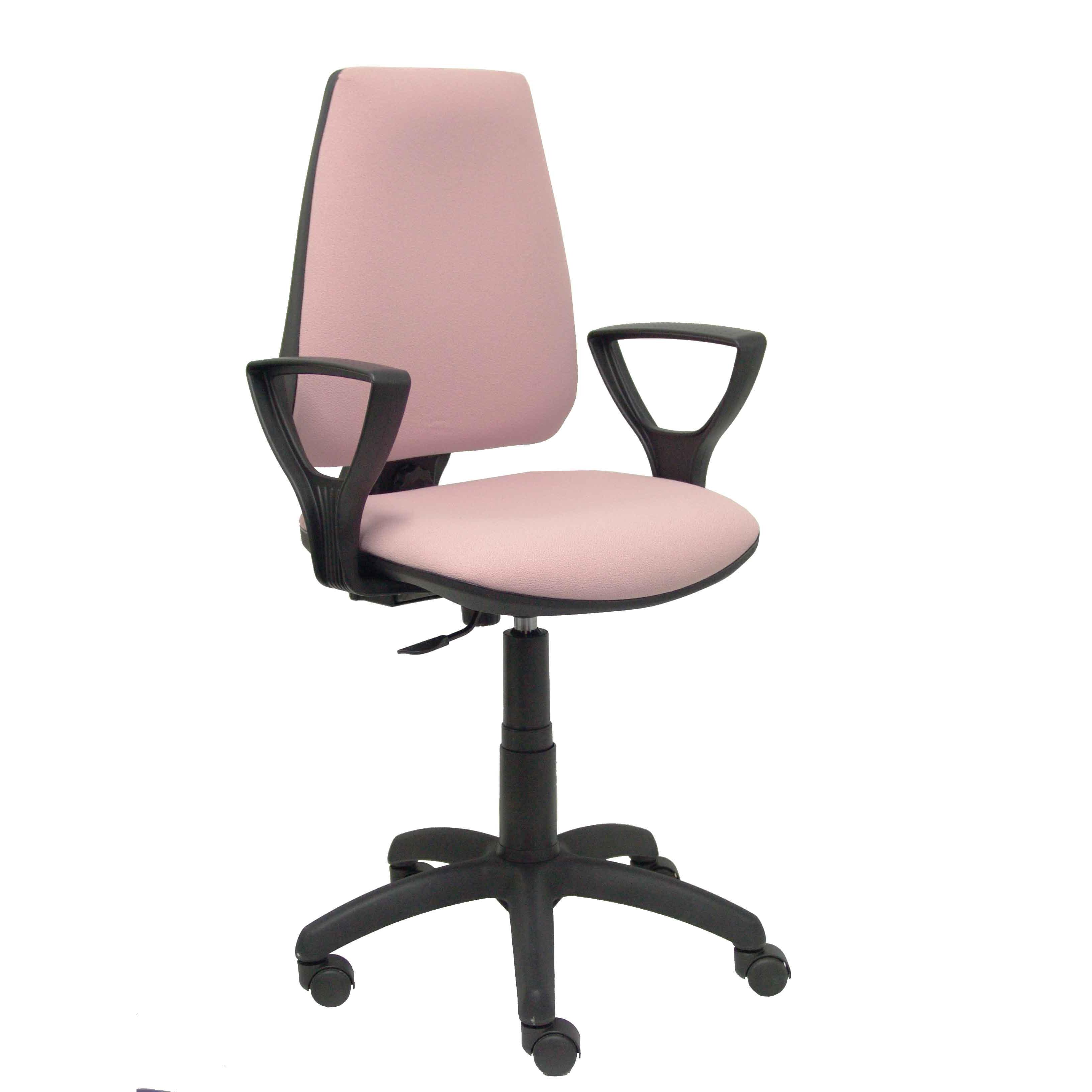 Piqueras Y Crespo Silla Elche CP Bali Rosa Pálido con Brazos Fijos y Ruedas de Parqué - Ergonómica y Fabricada en España
