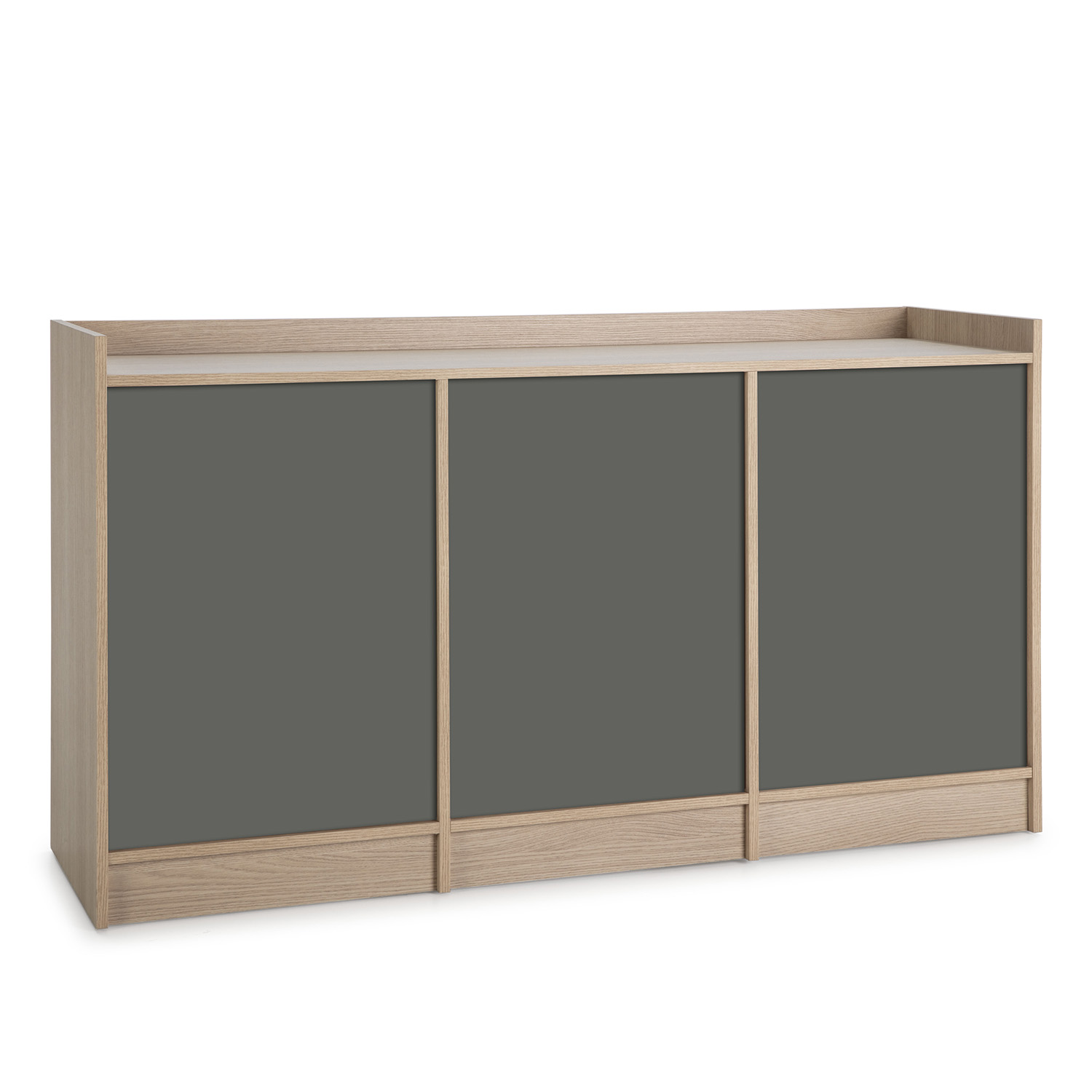 Mueble tv 3 cajones 2 huecos blanco/roble, madera maciza BOB