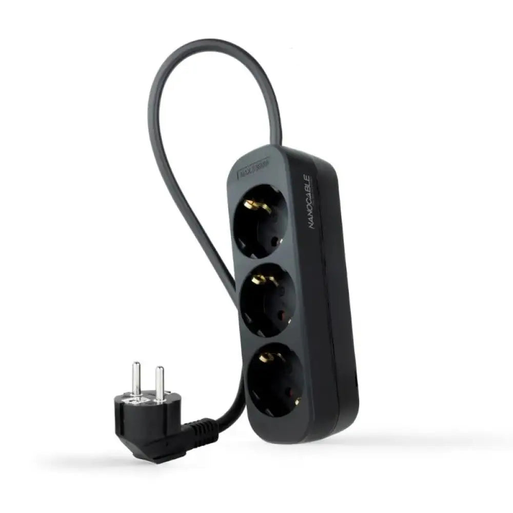 Nanocable Regleta de Enchufes con 3 Tomas Tipo F 1.4m Negro