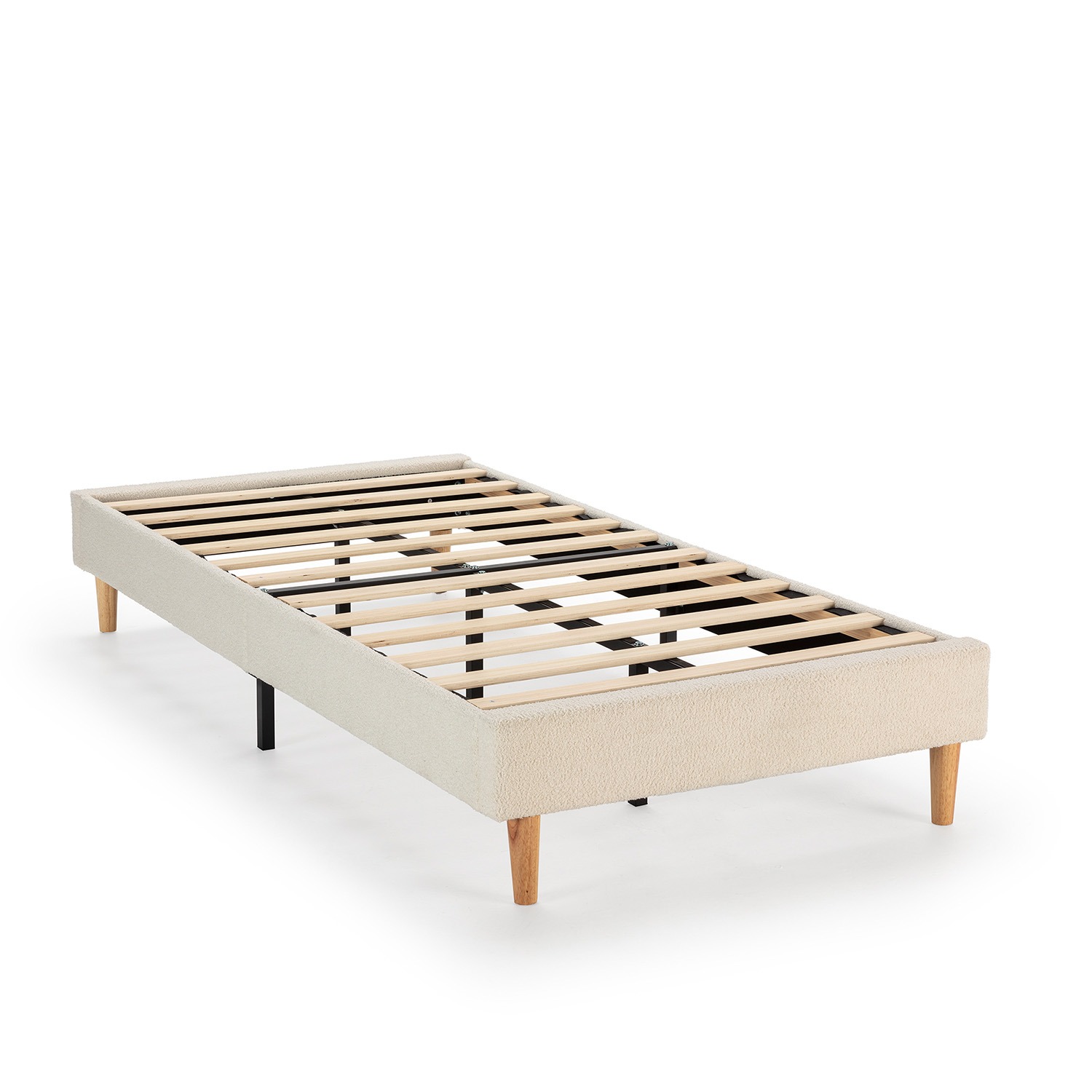 VS Venta-Stock Base tapizada Niebla 90x190 cm tela borreguito Beige