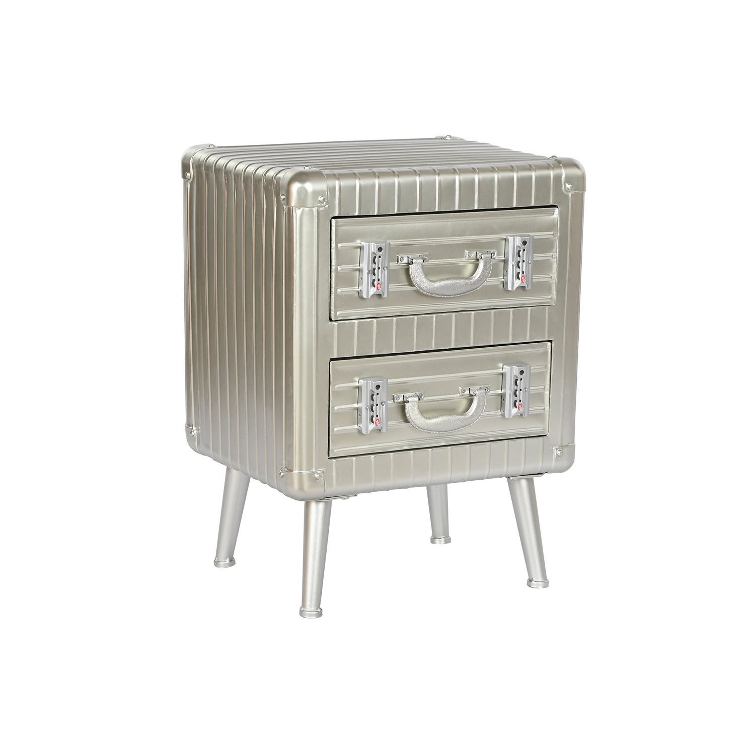MESITA DE NOCHE METAL MDF 46X39X63 PLATEADO FIJALO MB210125