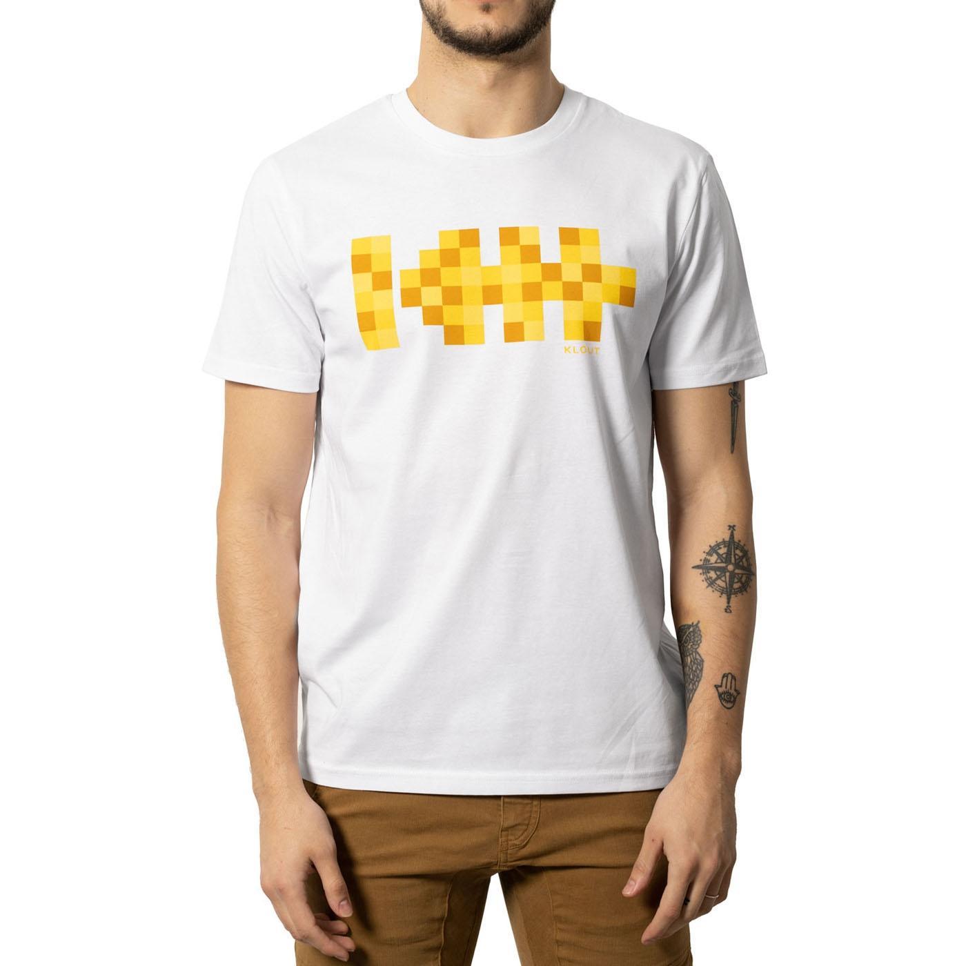 KLOUT - KLOUT Camiseta Hombre Pixel Blanca Algodón Orgánico