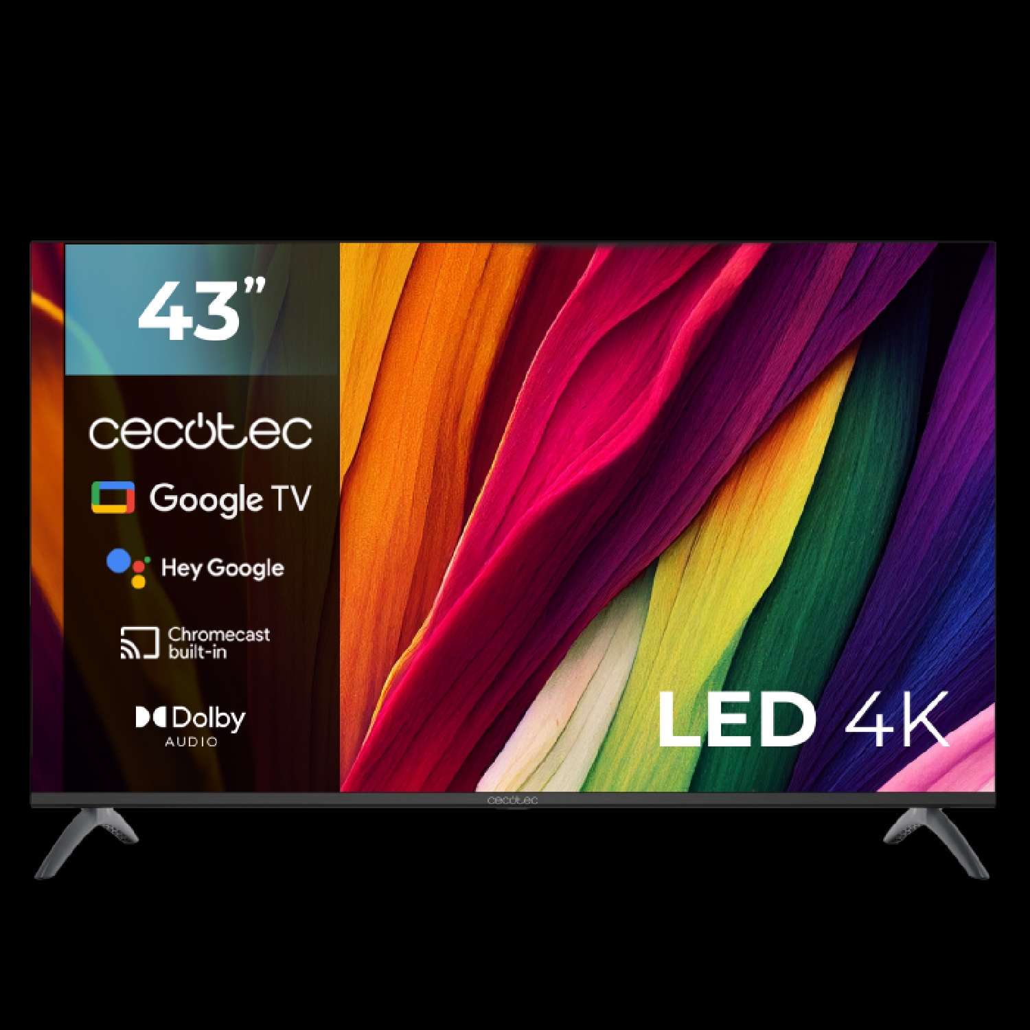 Cecotec Smart TV, Televisor LED de 43 Pulgadas Resolución 4K UHD A4 Series ALU40043. Google TV, Dolby Audio, HDMI 2.1, USB 3.0