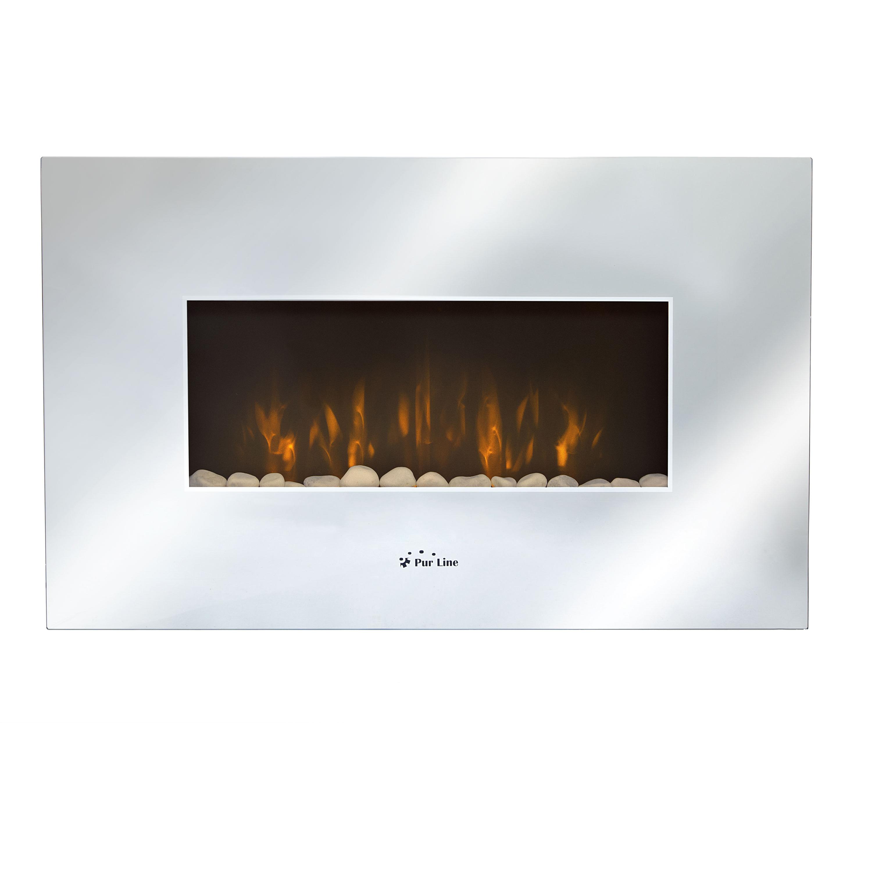 Chimenea eléctrica mural 2kW en cristal templado con efecto espejo Purline CHE-450