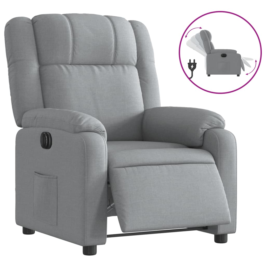 vidaXL Sillón reclinable eléctrico tela gris claro