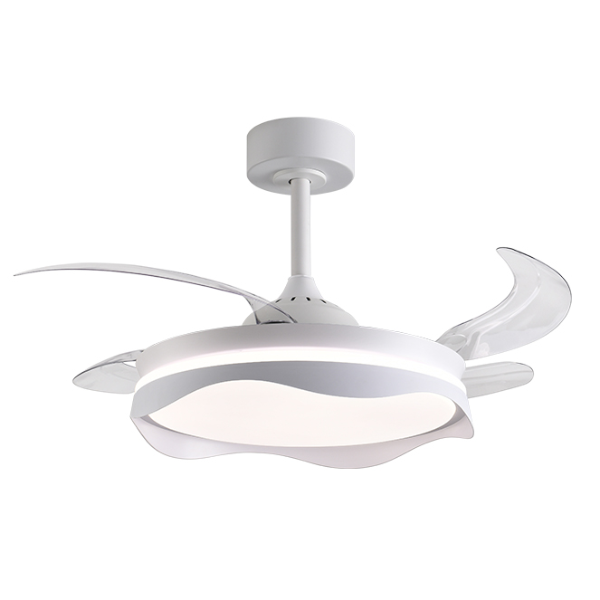 Ventilador BEL AIR HOME DC OLAS blanca, 4 aspas retráctiles, 72W LED 3000|4000|6000K, Al.35xD.108/50cm