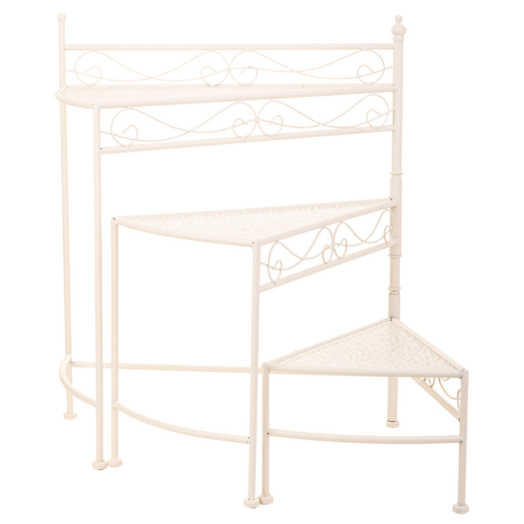 Soporte 3 Baldas Para Macetas De Forja Blanco 25x59x37cm, El mejor complemento para tu hogar