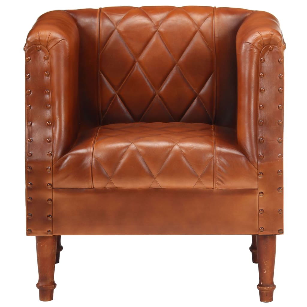 vidaXL Sillón de cuero de cabra auténtico Marrón, Negro, Gris Sillon Dormitorio Sillon Comodos Silla Relax Sillón Sofá