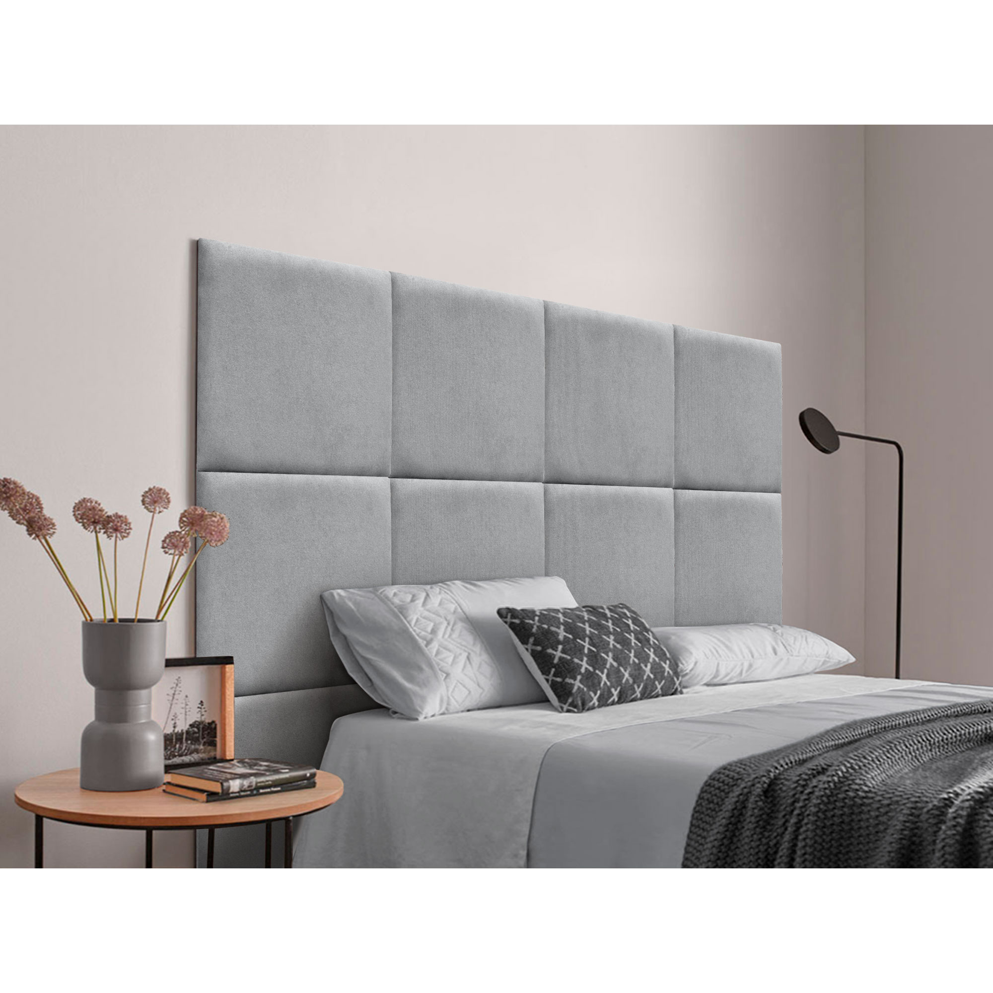 DHOME Cabecero Tapizado Compuesto de Paneles Autoadhesivos Intercambiables de Tela Acualine Cama Lujo Dormitorio Acolchado