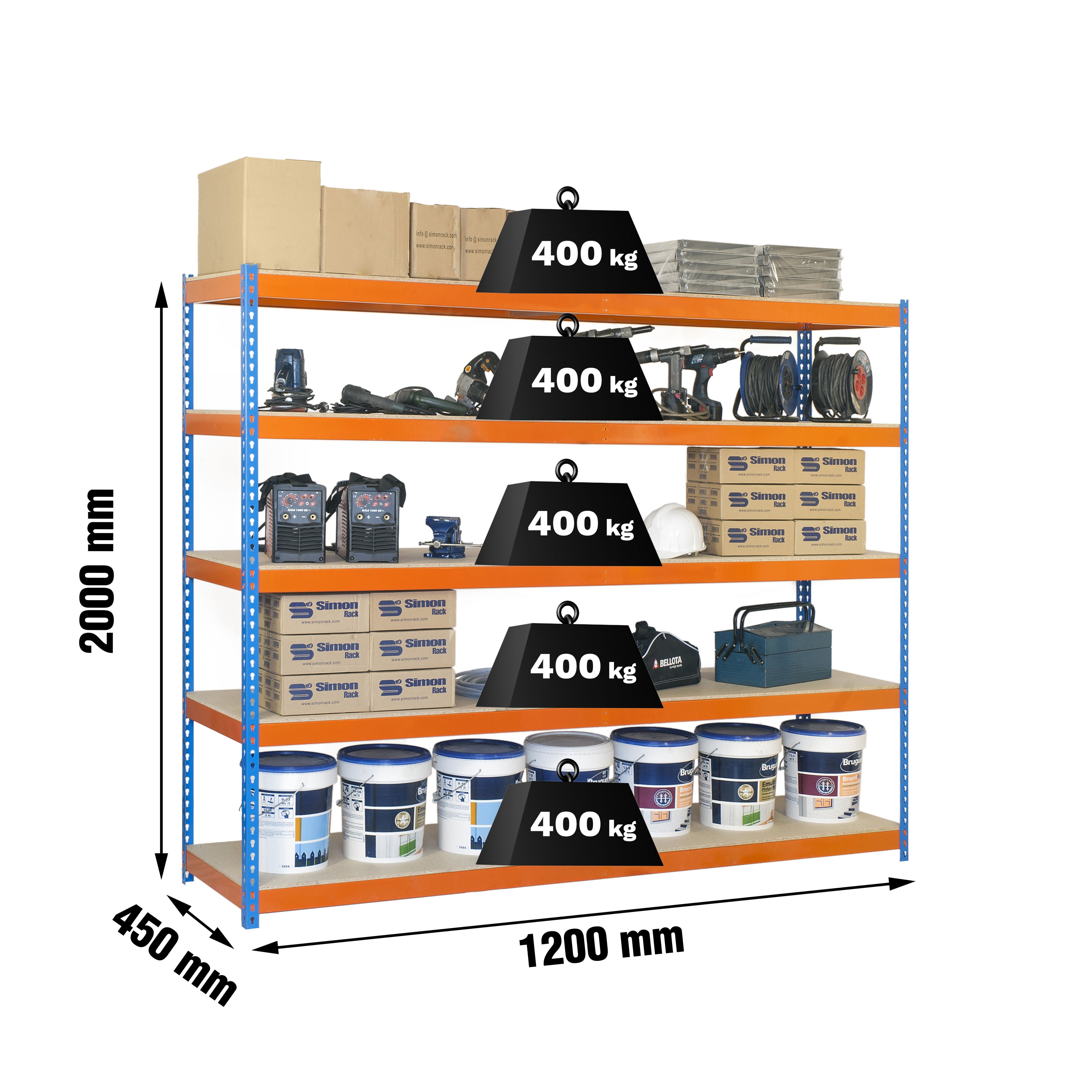 Estantería SIMONRACK Ecoforte 1204-5 chipboard azul/naranja/mader