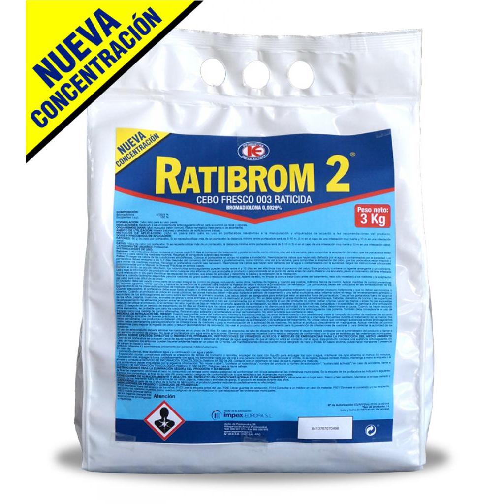 Cebo fresco RATIBROM 2 contra ratas y ratones - 3 kg (Uso profesional)