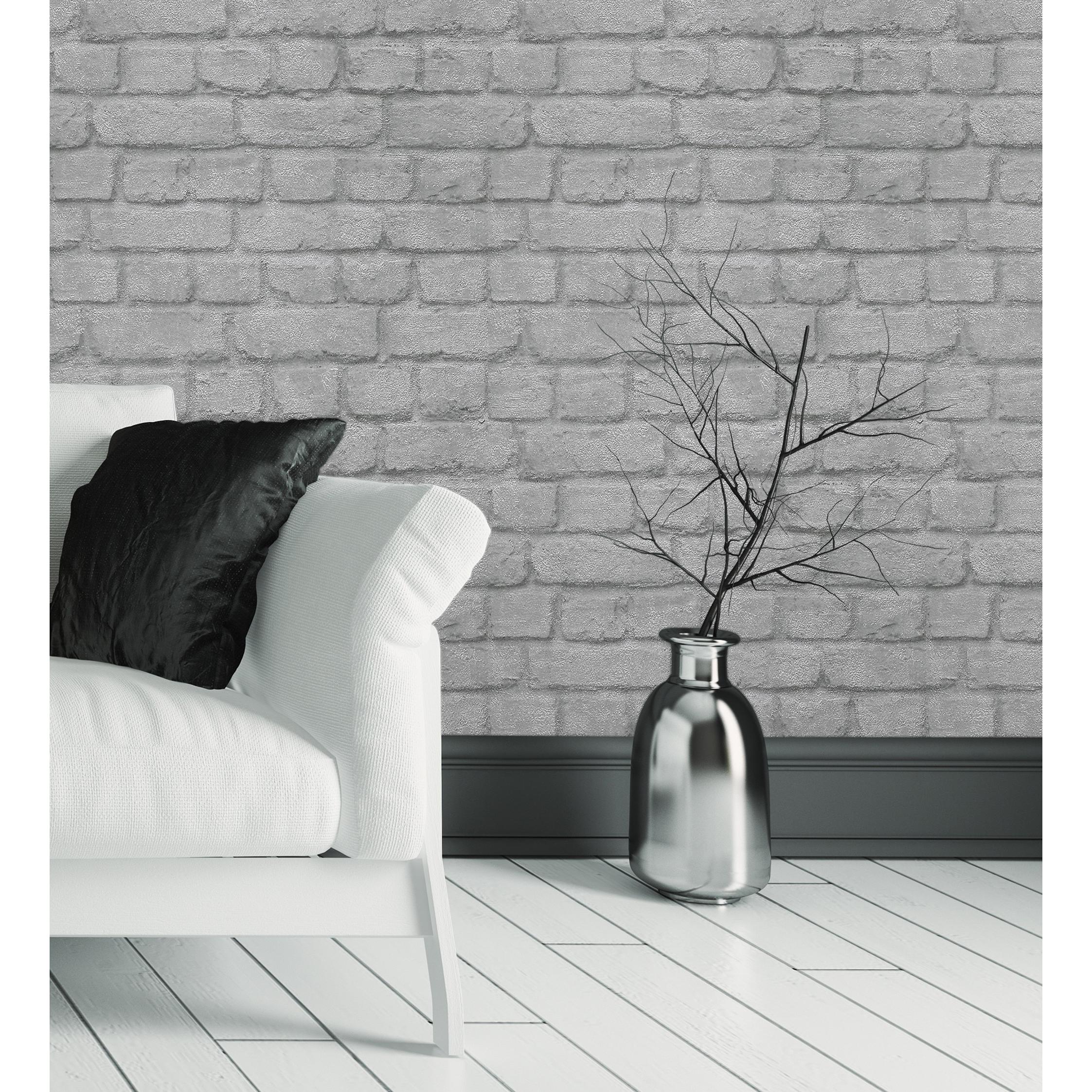 Muestra DIN A4 de Papel pintado vinílico lavable efecto muro de ladrillos  pequeños gris y blanco con relieve - Dalson Street 127127 de GAULAN