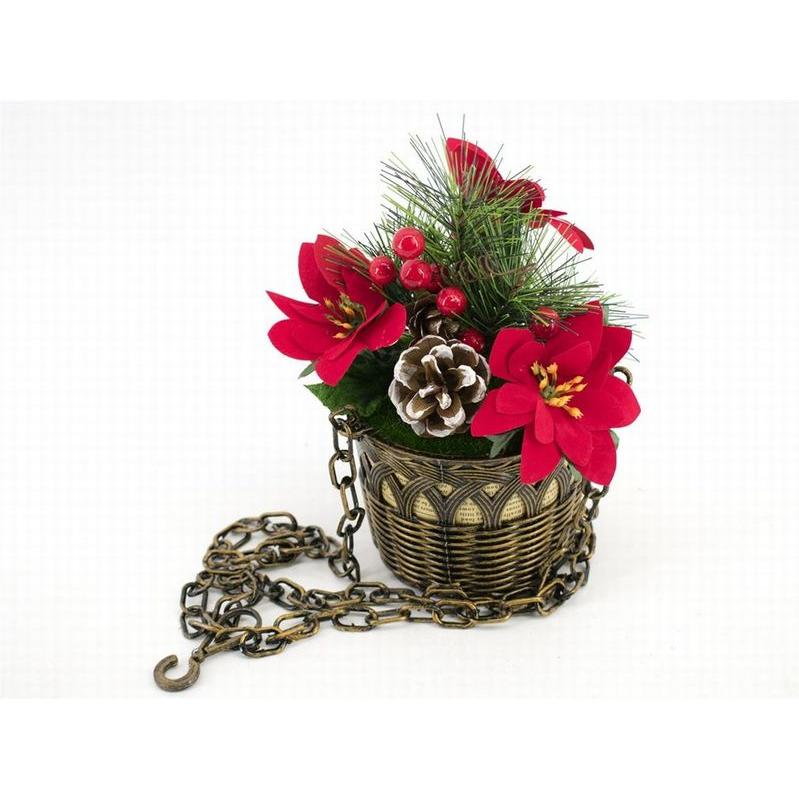 Gerimport Maceta Colgante Poinsetia Decoración Navidad 53 Cm