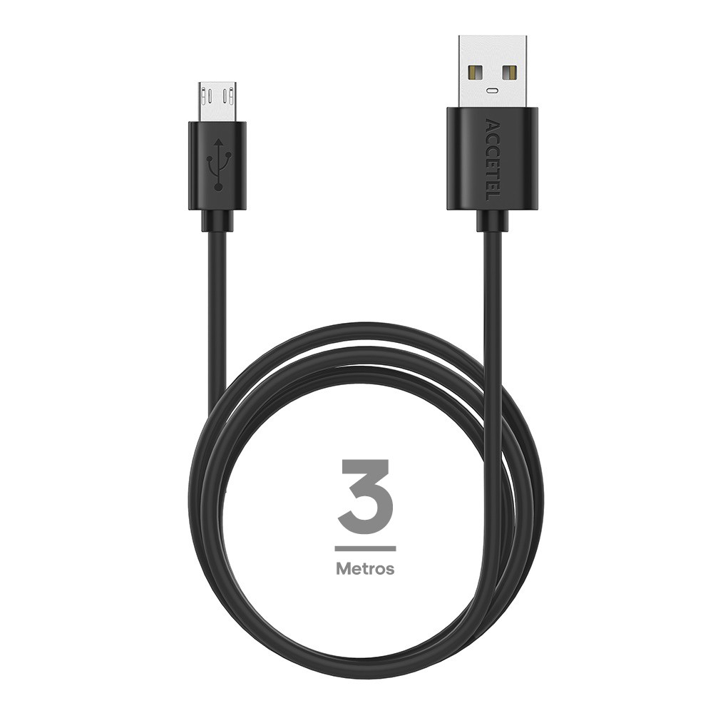Cable Datos 1.8A - Micro USB Negro (3M)
